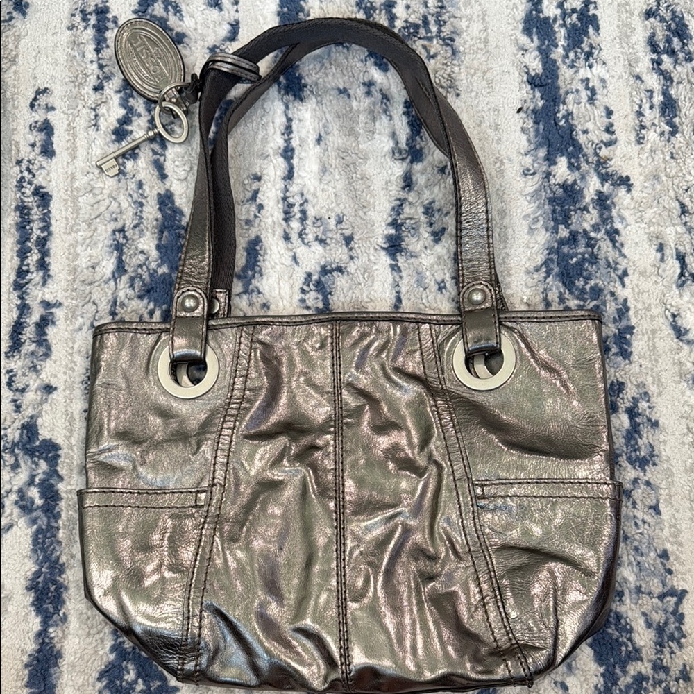 Metallic Silver Tote Bag